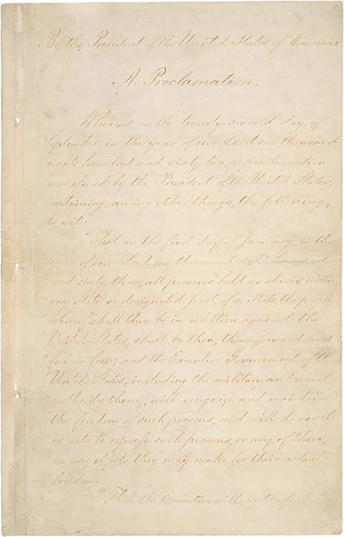 Emancipation Proclamation; National Archives.