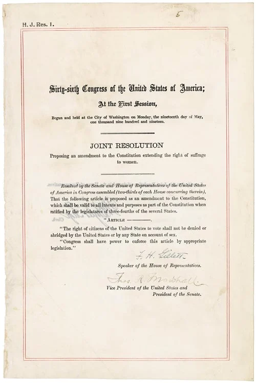 Nineteenth Amendment to the Constitution; National Archives.
