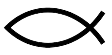 Black Ichthys symbol on white background.